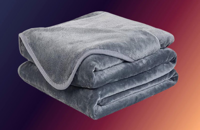 KIXTA Self Design Double AC Blanket for  AC Room(Microfiber, Grey)