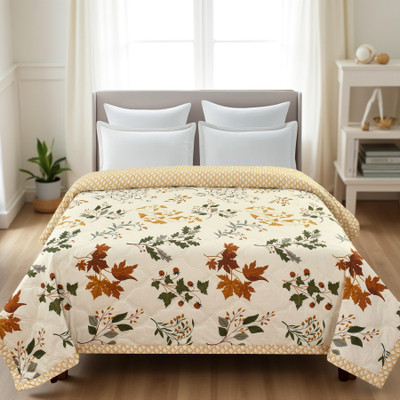 KWALITY DREAMS Printed Double Comforter for  AC Room(Poly Cotton, Warm Cream)