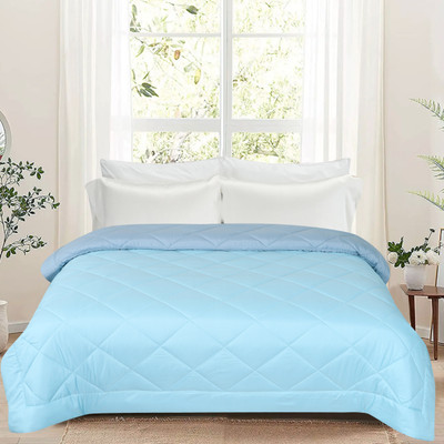 Sofolite Home Solid Double AC Blanket for  AC Room(Poly Cotton, Sky & Grey)