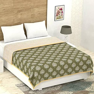 JP SHINE Floral Double Dohar for  AC Room(Cotton, Green)