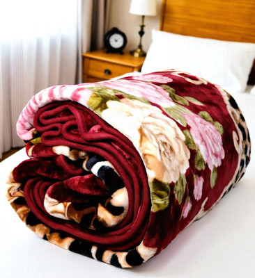 Swikon star Floral Double Mink Blanket for  Heavy Winter(Polyester, Multicolor)