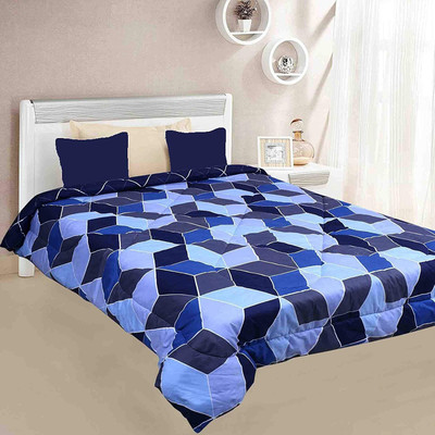 KUBER INDUSTRIES Geometric Double Comforter for  Heavy Winter(Microfiber, Blue)