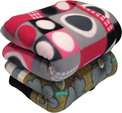 HOMIEE Floral Single Fleece Blanket for  Heavy Winter(Polyester, 2 set type-2)