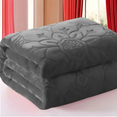 MAGICAL Floral Double Mink Blanket for  Heavy Winter(Microfiber, Grey-01)