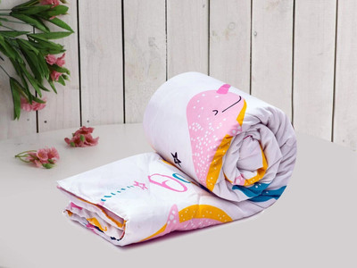 Flipkart SmartBuy Printed Single Comforter for  AC Room(Microfiber, Pink, White)