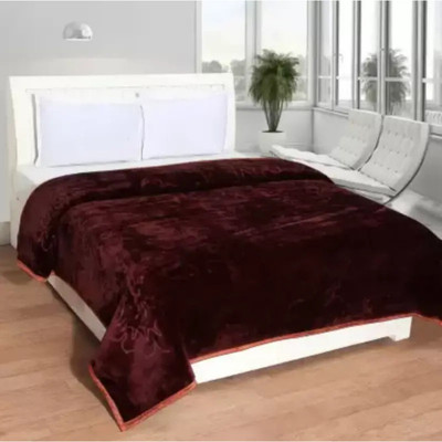 ACZO FEEL Solid Double Mink Blanket for  Heavy Winter(Microfiber, Brown)