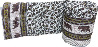 Gnudi Printed Single Quilt for  Heavy Winter(Cotton, coffee)