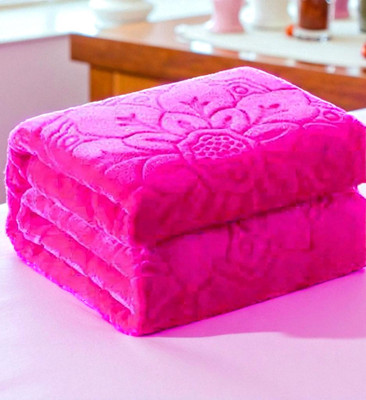 Swikon star Floral Double Mink Blanket for  Heavy Winter(Microfiber, Pink)