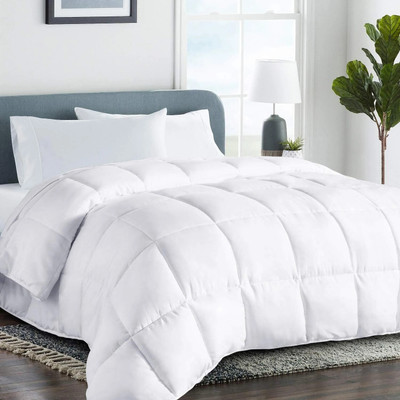 Blue Home Solid Double Comforter for  Heavy Winter(Cotton, White)