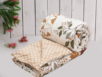 Flipkart SmartBuy Printed Single Comforter for  AC Room(Microfiber, Cream)