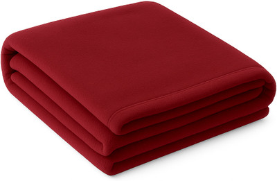 Neekshaa Solid Single Fleece Blanket for  Mild Winter(Polyester, Red)