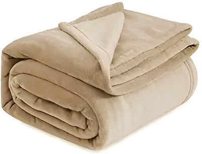 Cotton Bolls Textiles Solid Single Fleece Blanket for  Heavy Winter(Microfiber, Brown)
