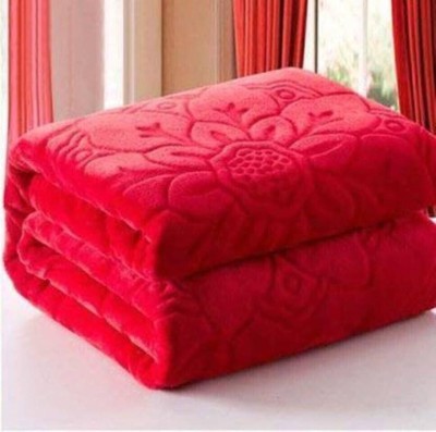 MAGICAL Floral Double Mink Blanket for  Heavy Winter(Microfiber, Red-01)