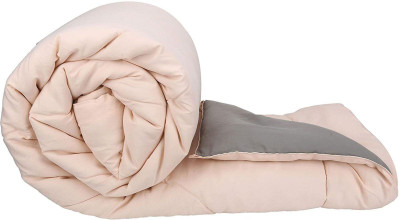 Comfowell Solid Single Comforter for  Heavy Winter(Poly Cotton, Peach & Grey)