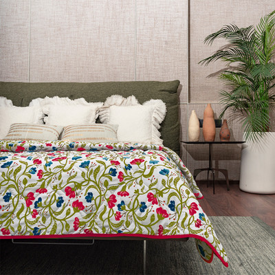 Urban Space Printed Single AC Blanket for  AC Room(Microfiber, Kashmir Pink & Blue)