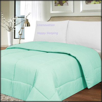 Jaipurlinen Solid Single Comforter for  AC Room(Polyester, Mint Green - Single Bed 60 Inch X 90 Inch)