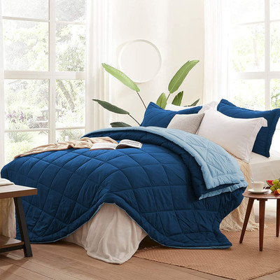 Sasimo Solid Double Comforter for  AC Room(Microfiber, Navy, Sky)