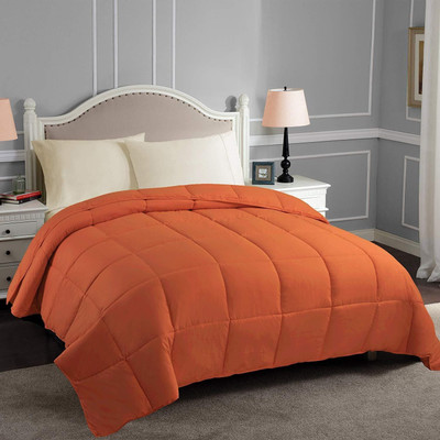 Linenovation Solid Double Comforter for  AC Room(Polyester, Orange)