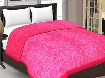 KIXTA Self Design Double Mink Blanket for  Heavy Winter(Microfiber, Pink)