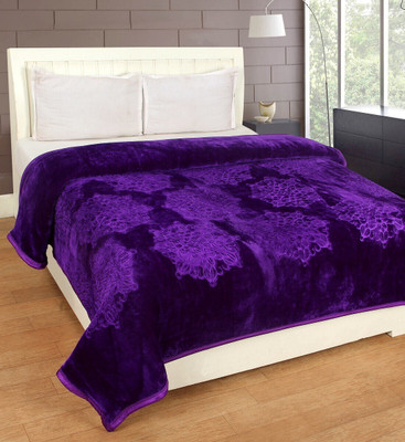 BLAN STAR Self Design Single Mink Blanket for  Heavy Winter(Microfiber, Blue)