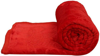KIXTA Self Design Double Mink Blanket for  Heavy Winter(Microfiber, Red)