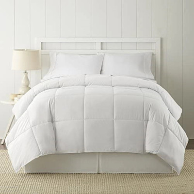 SIE STORE Checkered Double Comforter for  Heavy Winter(Cotton, White)