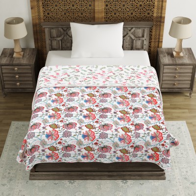Blocks Of India Floral Single Dohar for  AC Room(Polyester, Pink)
