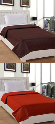 Goyal's Solid Single AC Blanket for  AC Room(Polyester, Brown & Orange)