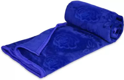 N Decor Solid Single Mink Blanket for  AC Room(Microfiber, Blue)