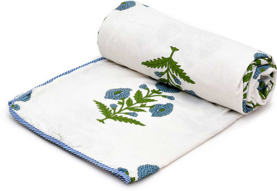 sentiments Printed Single Dohar for  AC Room(Cotton, Green)