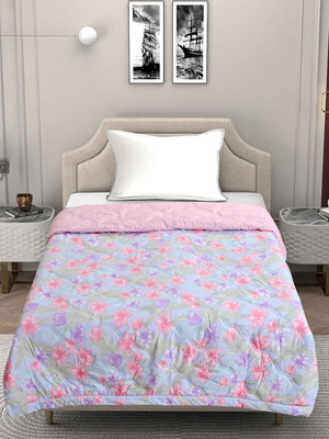 Fabinaliv Floral Single Comforter for  AC Room(Woollen Blend, Light Blue)