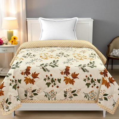 Razzai Geometric Single AC Blanket for  AC Room(Microfiber, Warm Cream)