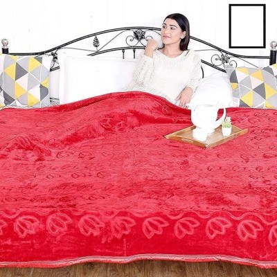 Yashank Creation Floral Double Mink Blanket for  Heavy Winter(Microfiber, Red)