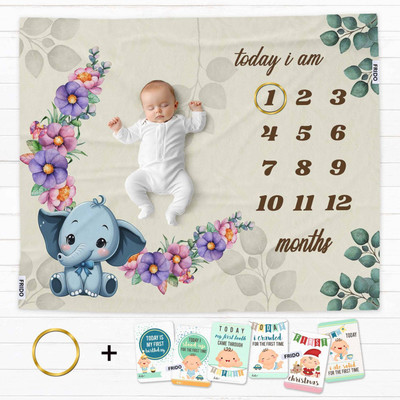 Clothina Printed Single Crib Baby Blanket for  AC Room(Cotton, Grey)