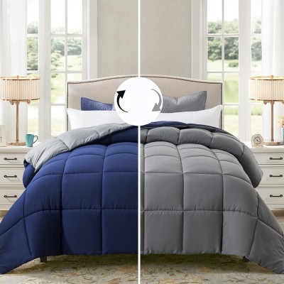 ASHEL Solid Single Comforter for  Heavy Winter(Poly Cotton, Blue-Grey)