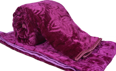 Goyal's Floral Single Mink Blanket for  Heavy Winter(Polyester, Wine)
