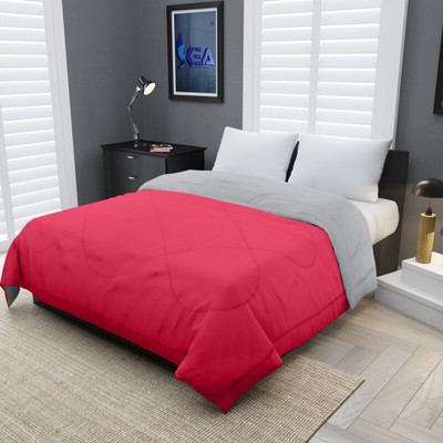 JP SHINE Solid Single Quilt for  Heavy Winter(Poly Cotton, Pink & Grey)