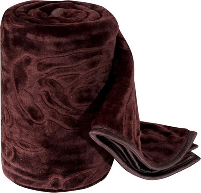 Mayk Printed Double Mink Blanket for  Mild Winter(Woollen Blend, Brown)