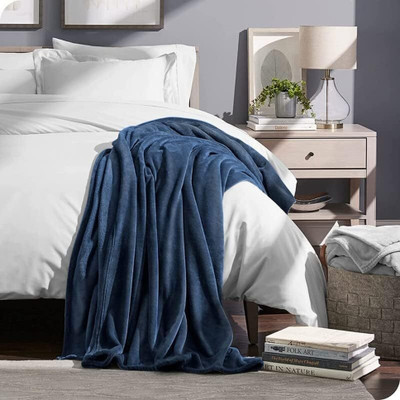 SIMAM Solid Double AC Blanket for  AC Room(Microfiber, BLUE 28)