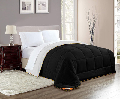 SGI Bedding Solid Single Comforter for  Mild Winter(Cotton, Light Grey/Black)