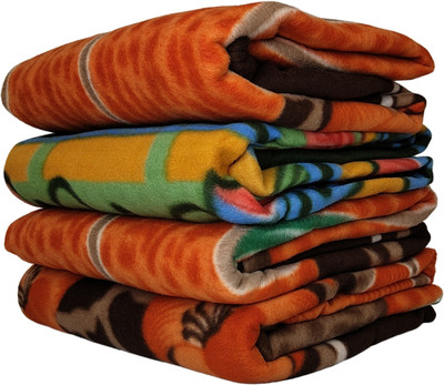HOMIEE Solid Single Fleece Blanket for  Heavy Winter(Polyester, 4 Printed)