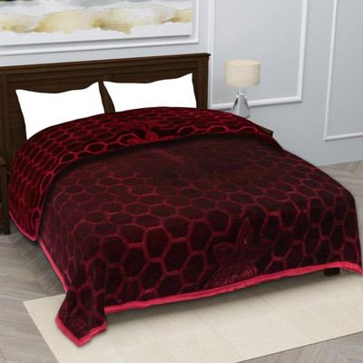 KIRTIKA ENTERPRISES Self Design Double AC Blanket for  Heavy Winter(Microfiber, Wine)