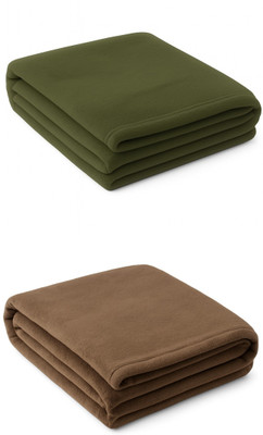 Neekshaa Solid Single Fleece Blanket for  Mild Winter(Polyester, Green, Brown)