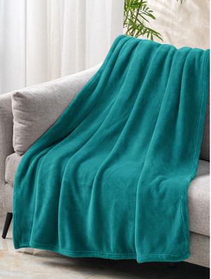 Cloth Fusion Solid Double Fleece Blanket for  Heavy Winter(Microfiber, TEAL)