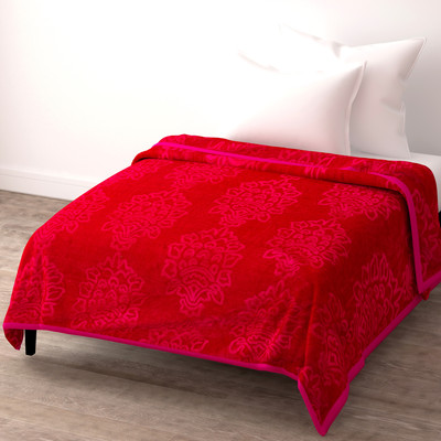 Radhika Creation Floral Single Mink Blanket for  Heavy Winter(Microfiber, Magenta)
