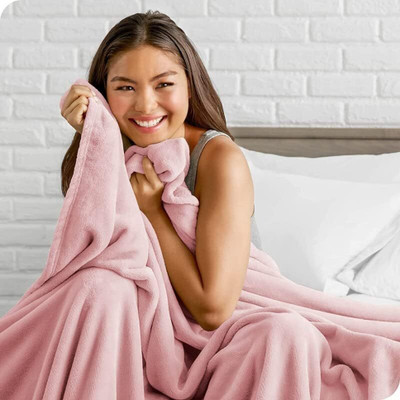 SANJU CORPORTION Solid Double AC Blanket for  AC Room(Microfiber, PINK 23)