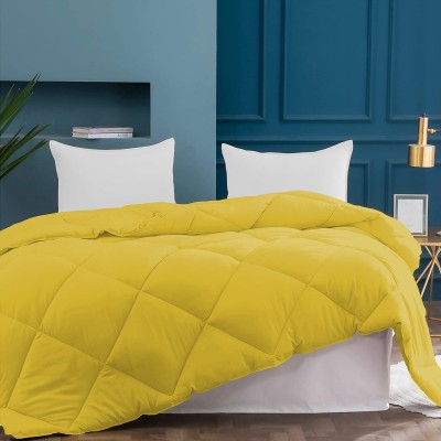 Indian Kingdom Solid Single Comforter for  Heavy Winter(Microfiber, Gold Yellow)