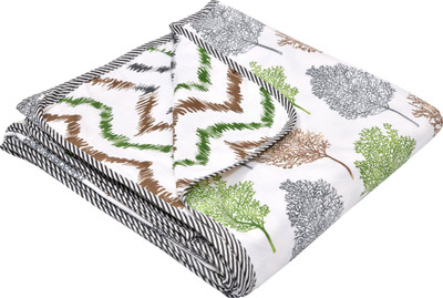 TUNDWAL'S Printed Double Dohar for  AC Room(Cotton, purple green tree)