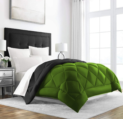 Jaipurlinen Solid Single Comforter for  Heavy Winter(Polyester, Black : Green)