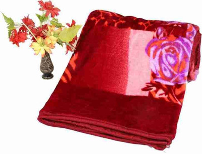 Convalexa Self Design Double Mink Blanket for  Heavy Winter(Microfiber, RedFlower)